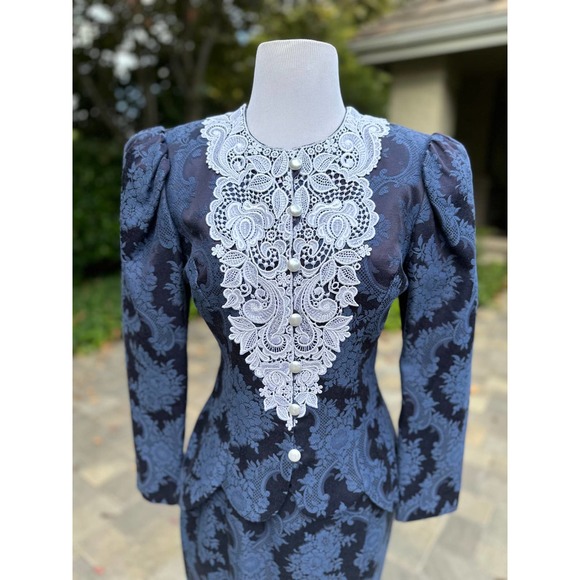 Vintage 90s Jessica McClintock Bridal 2 Piece Victorian Jacket Skirt SteamPunk - Picture 3 of 10